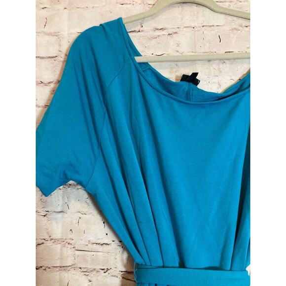 Torrid Callie T-Shirt Dress Womens 2X Teal French Terry Stretch Belted Plus - Picture 5 of 14
